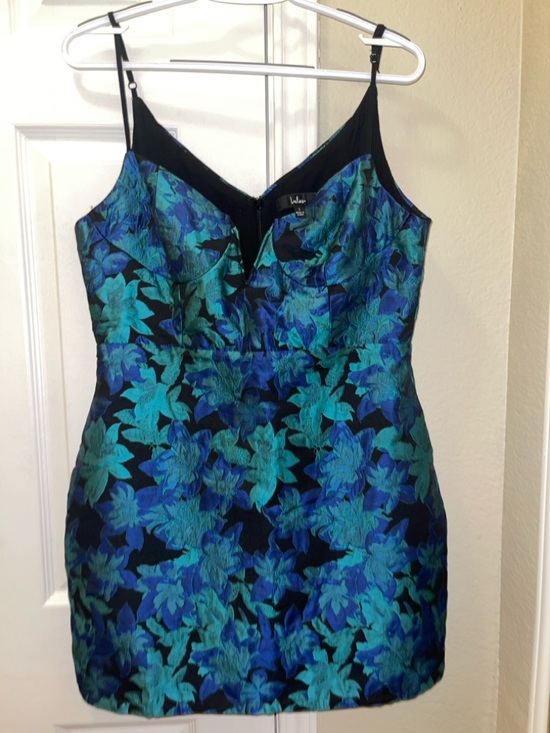 Lulus Dresses & Skirts - Lulu’s - Large, LIKE NEW Sleeveless Floral Jacquard Mini Dress in Teal & Navy
